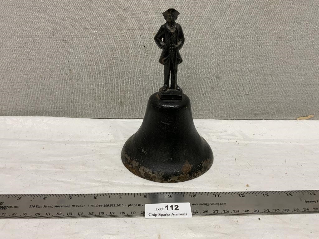 Vintage Cast Iron Bell w/ Civil War Soldier On Top