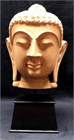 Meditating Buddha Head Sculpture on Stand - Concre