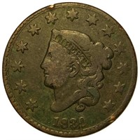 1830 Coronet Head Large Cent NICELY CIRCULATED