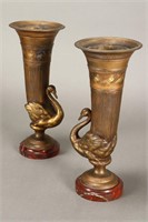 Pair of 19th Century Figural Trumpet Vases,