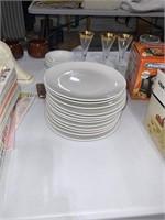 stack of white salad plates like new