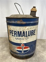 Vintage Permalube motor oil 5 gallon oil can