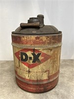 Vintage DX five gallon oil can