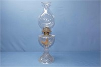 Antique Glass Oil Lamp With Chimney 19"H