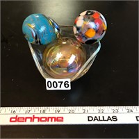 3 blown glass ornaments and bowl (see discription)