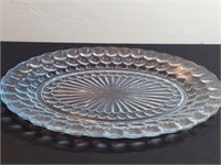 Oval Serving Plate Sapphire Bubbles Pattern