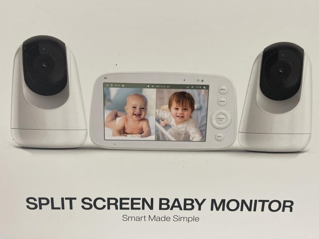 Split screen baby monitor w 2 cameras