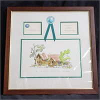 Pencil signed lithograph in frame