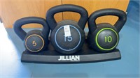 Jillian Michaels - kettlebell weight set- 5, 10 &