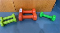 York dumbbell weight set- 2- 6 pound, 1 - 3 pound