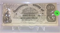 1861 CONFEDERATE STATES $20. NOTE