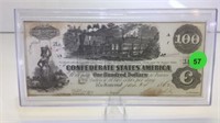 1862 CONFEDERATE STATES OF AMERICA $100. NOTE