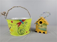 Decorative Bucket And Bird House