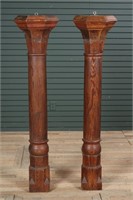 Pair Turn of the Century Gothic Style Pilasters