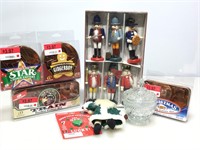 New in box cookie cutters and Nut cracker