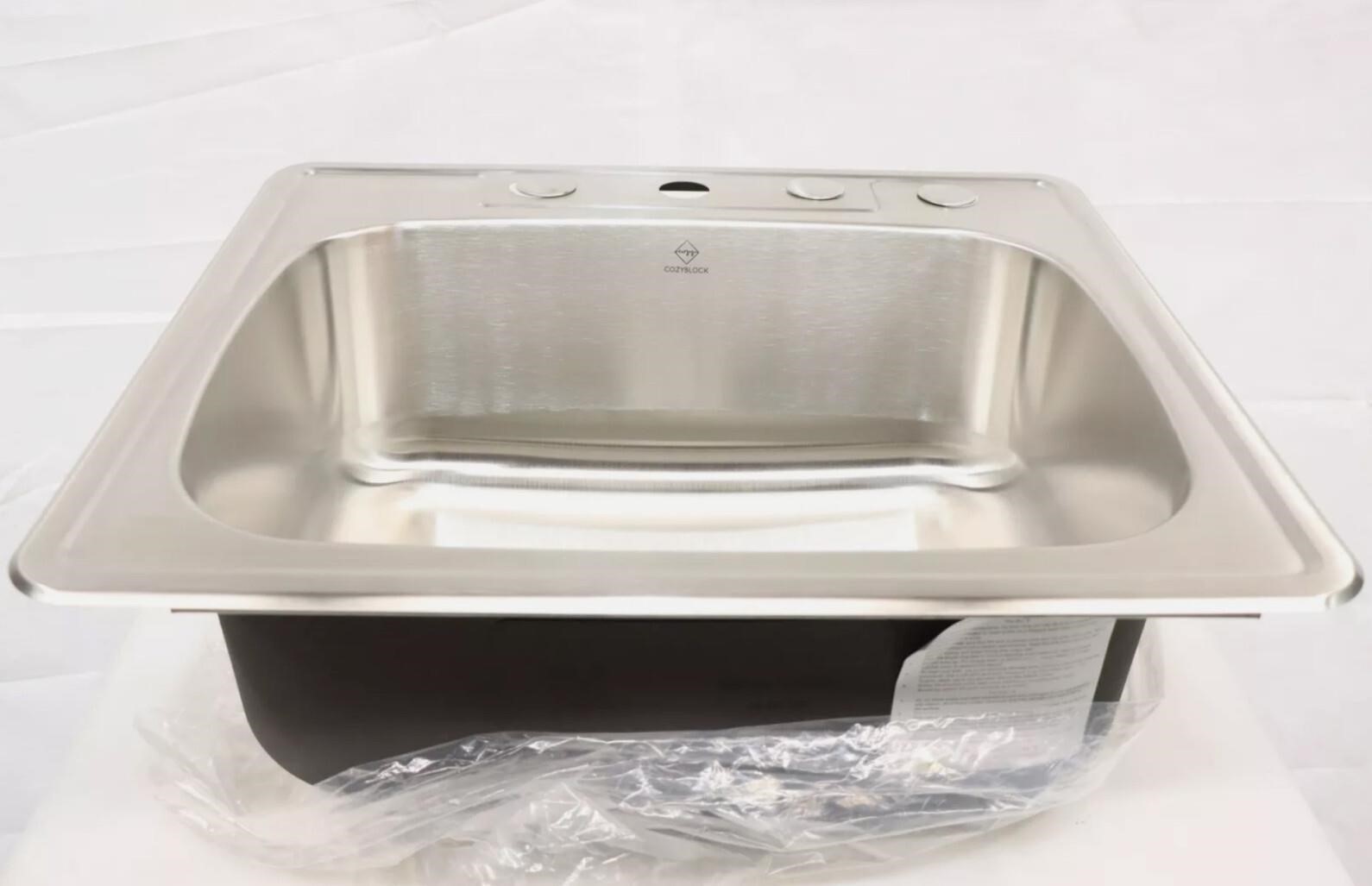 Drop In Single Bowl Stainless Steel Sink 25x22x9