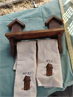 Wooden Towel Rack w/ Towels