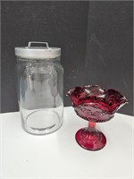 Fenton Candy Dish &  9" hCounter Top Jar