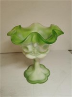 Green Swag-Like Glass Stemware Dish