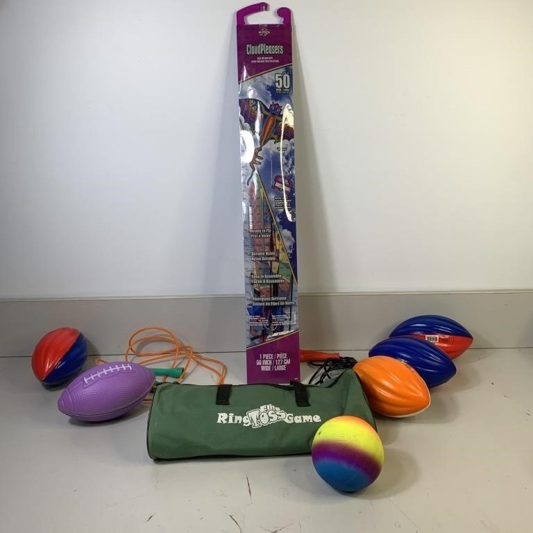 Dragon Kite, Footballs, Jump Ropes, Ring Toss Game