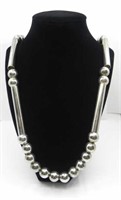 METAL TONE CHUNKY & CYLINDER BEAD NECKLACE