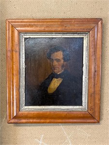 Antique painted portrait on board