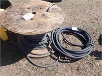 Wood Spool With Garden Hose + Black Hose