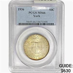 1936 York Half Dollar PCGS MS66