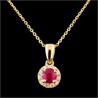 14K Gold 0.37ct Ruby & 0.09ctw Diamond Pendant