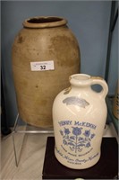 HABD TURNED CROCK AND HENRY MCKENNA BOUBON JUG