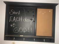HANGING CORK/CHALK BOARD WITH HOOKS
