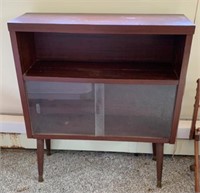 Vintage MCM Bookshelf with Sliding Glass Doors