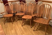Set of 8 Solid Oak Bow Back / Arrow Back Chairs