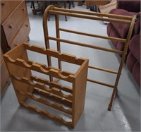 Lot w/ Wooden Wine Rack and Quilt Rack
