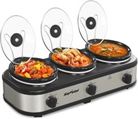 Sunvivi Triple Slow Cooker  Buffet Server and Food
