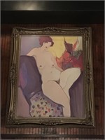 Tarkay Repro Huge Framed Nude on canvas 69x45.