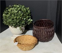 FAUX PLANT AND BASKETS