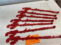 Set of eight vintage lobster 6 inch swizzle sticks