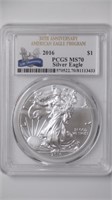 2 - 2016 ASE Silver Eagles PCGS MS70