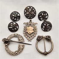 Silver Celtic Cloak Pins Etc