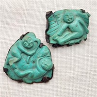 Carved Turquoise Sterling Pins