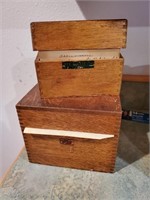 2 DOVETAILED WOODEN RECIPE BOXES