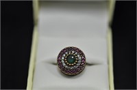 Emerald and ruby dinner ring