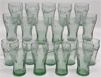 20pc Vtg Coca-Cola Green Glass Cups