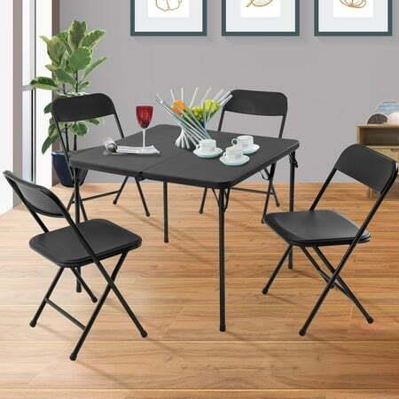 Mainstays 5 Pc Card Table & 4 Chairs  Black