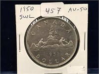 1950 Can Silver Dollar  AU50  SWL