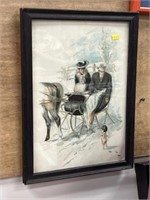 Framed Cupid Lithograph