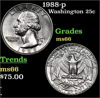 1988-p Washington Quarter 25c Grades GEM+ Unc