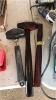 2 STONE HAMMERS W/ EXTRA HANDLE