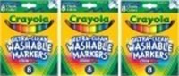 3 PACKS OF 8-PIECE CRAYOLA WASHABLE MARKERS